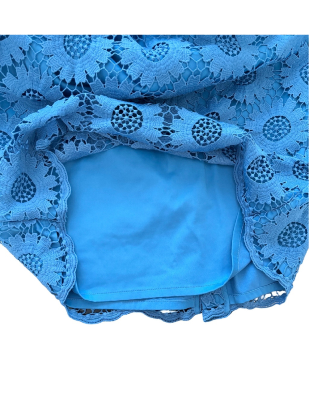 Talbots sunflower lace cornflwr blu sheath drss SZ 10 garden party coquette girl - Picture 8 of 9